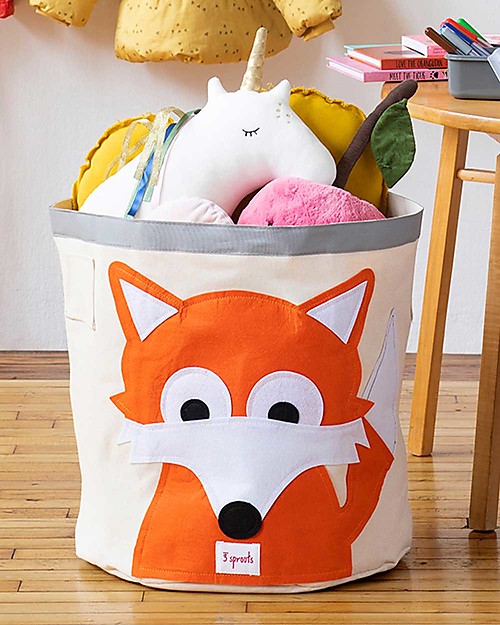 3 Sprouts Cesto Portatutto - Volpe - 100% Cotone Contenitori Porta Giochi