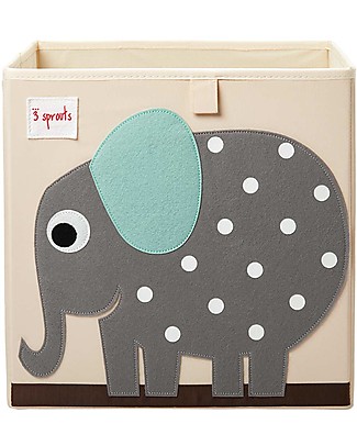 3 Sprouts Contenitore Portaoggetti - Elefante Grigio - Compatibile con Scaffali Ikea Kallax Contenitori Porta Giochi_