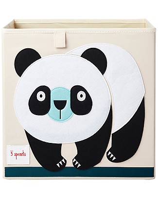 3 Sprouts Contenitore Portaoggetti - Panda Nero - Compatibile con scaffali Ikea Kallax Contenitori Porta Giochi_