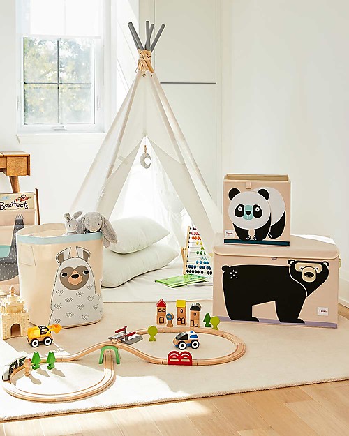 3 Sprouts Contenitore Portaoggetti - Panda Nero - Compatibile con scaffali Ikea Kallax Contenitori Portaoggetti