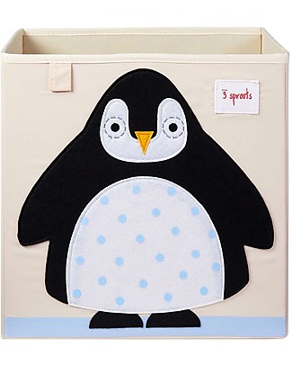 3 Sprouts Contenitore Portaoggetti - Pinguino Nero - Compatibile con scaffali Ikea Kallax Contenitori Porta Giochi_
