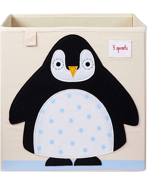 3 Sprouts Contenitore Portaoggetti - Pinguino Nero - Compatibile con scaffali Ikea Kallax Contenitori Portaoggetti
