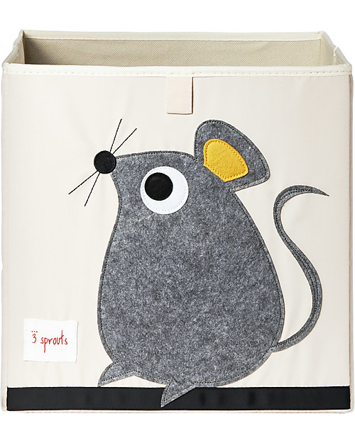 3 Sprouts Contenitore Portaoggetti - Topolino Grigio - Compatibile con scaffali Ikea Kallax Contenitori Portaoggetti