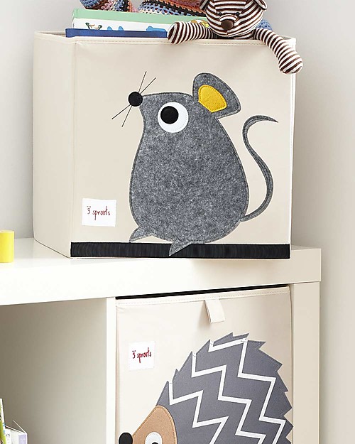 3 Sprouts Contenitore Portaoggetti - Topolino Grigio - Compatibile con scaffali Ikea Kallax Contenitori Portaoggetti