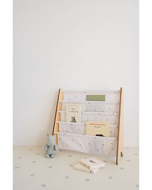 3 Sprouts Libreria Frontale Montessoriana - Blueberry Avorio - Poliestere Riciclato - 61x 63 x 25,4 cm Librerie Montessoriane