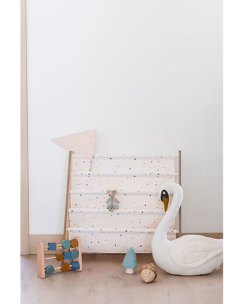 3 Sprouts Libreria Frontale Montessoriana - Terrazzo Crema - Poliestere Riciclato - 61x63 x25,4 cm Librerie Montessoriane