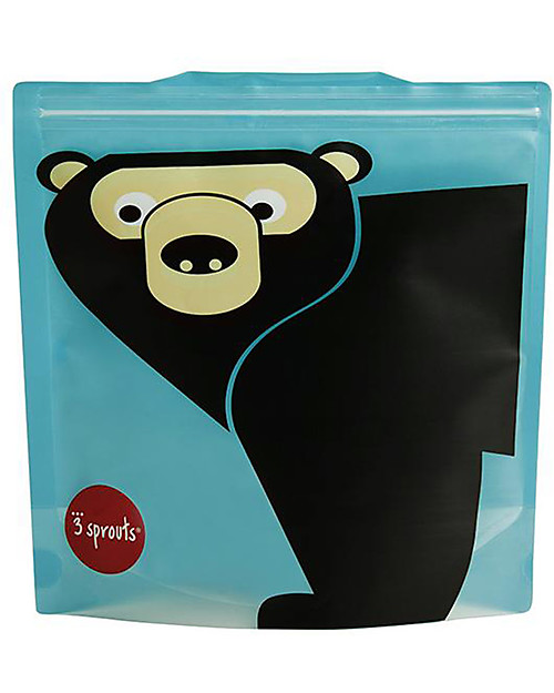 3 Sprouts Maxi Bustine Portamerenda Riutilizzabili, Orsa Verde Petrolio - 2 Pezzi Porta Merenda
