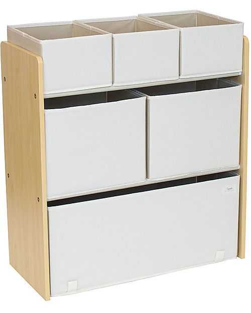 3 Sprouts Mobile Contenitore Portagiochi - Crema - 70x61x28cm - 100% Materiale Riciclato Contenitori Portaoggetti