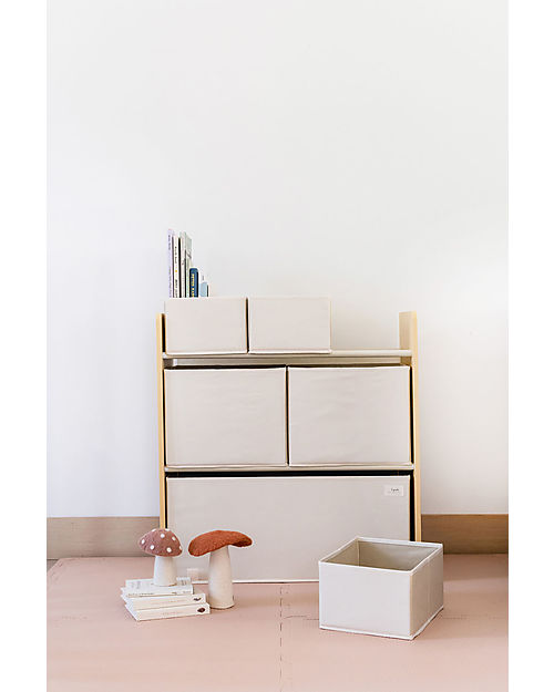 3 Sprouts Mobile Contenitore Portagiochi - Crema - 70x61x28cm - 100% Materiale Riciclato Contenitori Portaoggetti