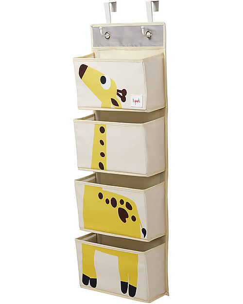 3 Sprouts Organizer da Muro con Ganci, 4 Tasche - Giraffa Giallo Portaoggetti da Muro