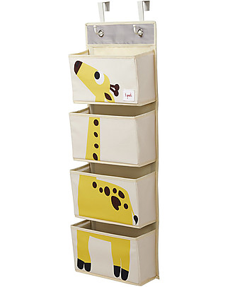 3 Sprouts Organizer da Muro con Ganci, 4 Tasche - Giraffa Giallo Portaoggetti da Muro
