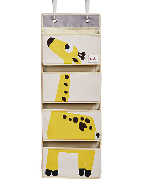 3 Sprouts Organizer da Muro con Ganci, 4 Tasche - Giraffa Giallo Portaoggetti da Muro