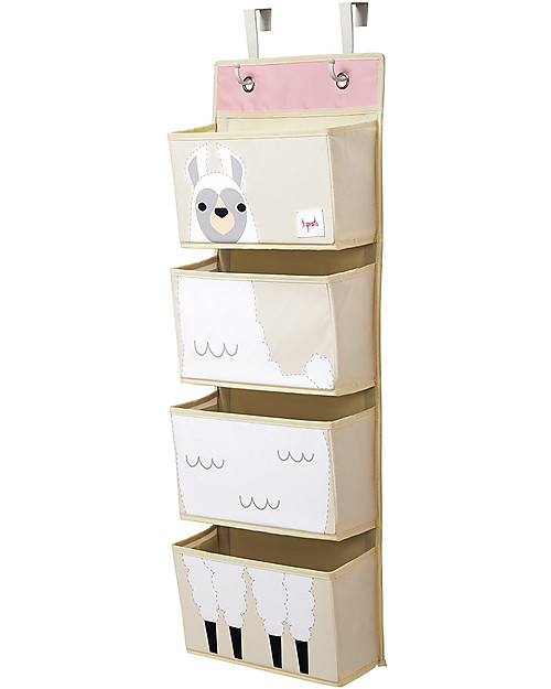 3 Sprouts Organizer da Muro con Ganci, 4 Tasche - Lama Bianco Portaoggetti da Muro