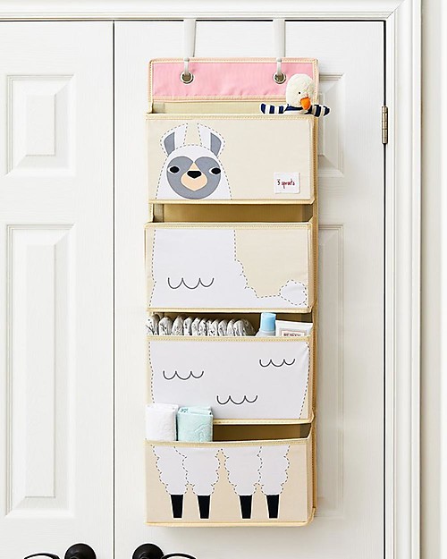 3 Sprouts Organizer da Muro con Ganci, 4 Tasche - Lama Bianco Portaoggetti da Muro