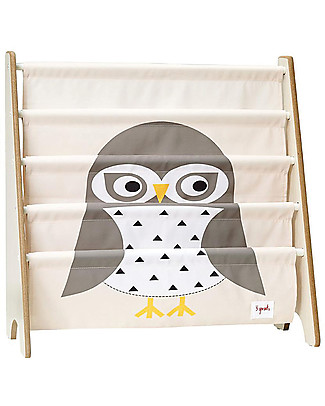 3 Sprouts OUTLET - Libreria Frontale Montessoriana per Bambini - Gufo Grigio - Poliestere Riciclato - 61x63 x25,4 cm Librerie Montessoriane