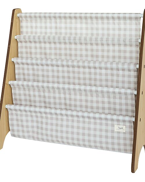 3 Sprouts OUTLET - Libreria Frontale Montessoriana - Vichy Beige - Poliestere Riciclato - 61 x 63 x 25,4 cm Librerie Montessoriane