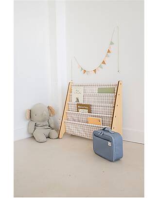 3 Sprouts OUTLET - Libreria Frontale Montessoriana - Vichy Beige - Poliestere Riciclato - 61 x 63 x 25,4 cm Librerie Montessoriane