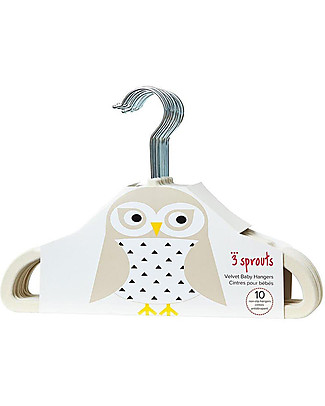 3 Sprouts Pacco da 10 Grucce, Velluto - Gufo Avorio Grucce