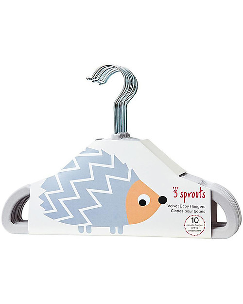 3 Sprouts Pacco da 10 Grucce, Velluto - Riccio Grigio Grucce