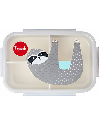 3 Sprouts Porta Pranzo Bento 3 Scomparti - Bradipo Grigio Contenitori Latte e Snack