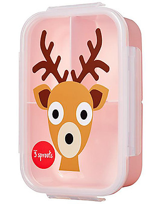 3 Sprouts Porta Pranzo Bento, 3 Scomparti - Cerbiatto Rosa Porta Merenda
