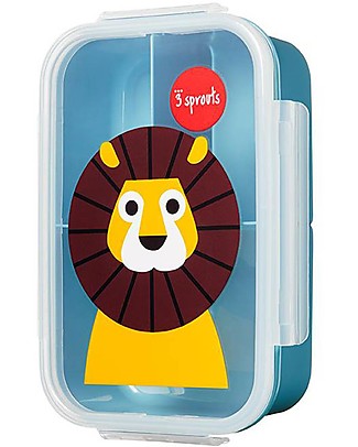 3 Sprouts Porta Pranzo Bento, 3 Scomparti - Leone Blu Porta Merenda
