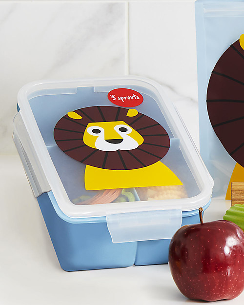 3 Sprouts Porta Pranzo Bento, 3 Scomparti - Leone Blu Porta Merenda