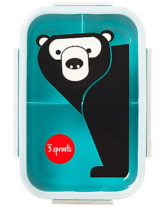 3 Sprouts Porta Pranzo Bento, 3 Scomparti - Orso Verde Petrolio Contenitori Latte e Snack
