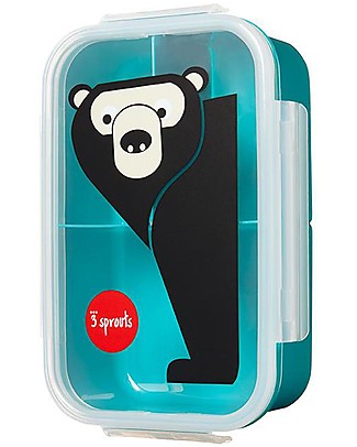 3 Sprouts Porta Pranzo Bento, 3 Scomparti - Orso Verde Petrolio Porta Merenda