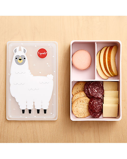 3 Sprouts Porta Pranzo Bento in Silicone - Lama Rosa - 3 Scomparti Porta Merenda