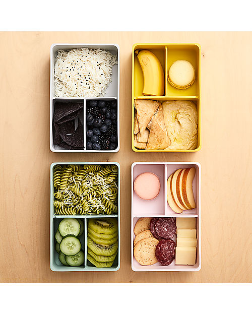 3 Sprouts Porta Pranzo Bento in Silicone - Lama Rosa - 3 Scomparti Porta Merenda