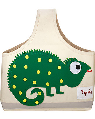 3 Sprouts Portaoggetti Caddy - Iguana - Tela di Cotone - Ideale per Evitare il Disordine Contenitori Porta Giochi_