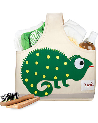 3 Sprouts Portaoggetti Caddy - Iguana - Tela di Cotone - Ideale per Evitare il Disordine Contenitori Porta Giochi_
