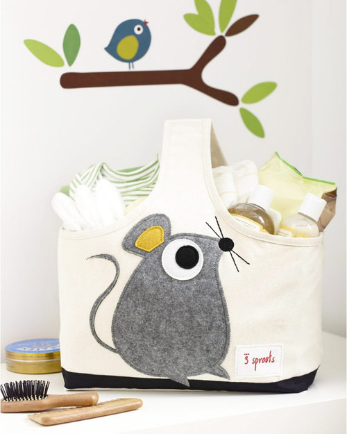 3 Sprouts Portaoggetti Caddy - Topolino - Tela di Cotone - Ideale per Evitare il Disordine Contenitori Portaoggetti