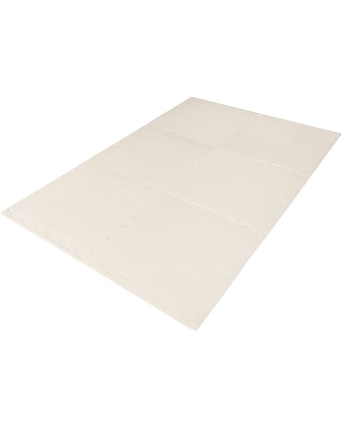 3 Sprouts Tappeto Gioco Componibile - Crema - 100% Eva Foam - 63x63x8cm - 6 Pezzi e 10 Bordi Tappeti Puzzle