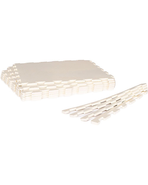 3 Sprouts Tappeto Gioco Componibile - Crema - 100% Eva Foam - 63x63x8cm - 6 Pezzi e 10 Bordi Tappeti Puzzle