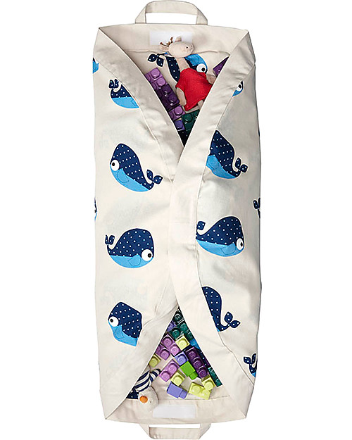 3 Sprouts Tappeto Gioco e Borsa  2-in-1 in Tela di Cotone 100%, Balena - 112 cm diametro Tappeti Porta Gioco