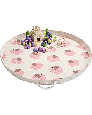 3 Sprouts Tappeto Gioco e Borsa 2-in-1 in Tela di Cotone 100%, Elefante - 112 cm diametro Tappeti Porta Gioco