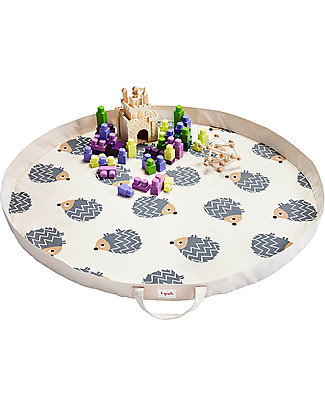 3 Sprouts Tappeto Gioco e Borsa 2-in-1 in Tela di Cotone 100%, Riccio - 112 cm diametro Contenitori Porta Giochi