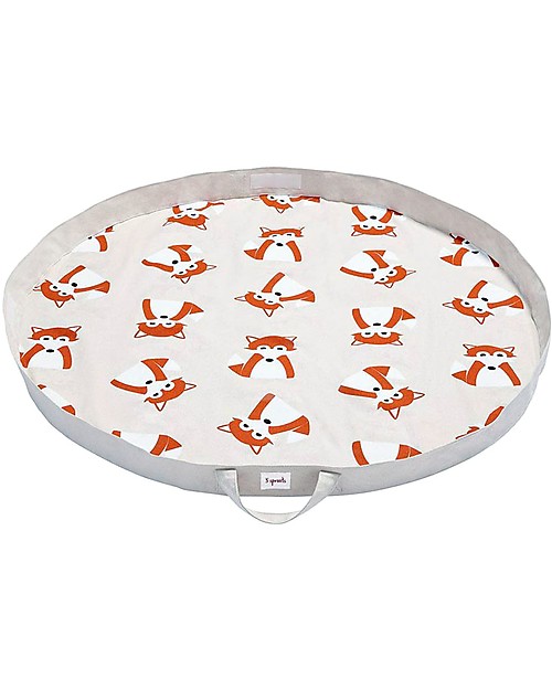 3 Sprouts Tappeto Gioco e Borsa  2-in-1 in Tela di Cotone 100%, Volpe - 112 cm diametro Tappeti Gioco