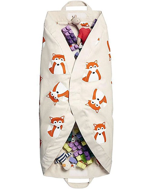 3 Sprouts Tappeto Gioco e Borsa  2-in-1 in Tela di Cotone 100%, Volpe - 112 cm diametro Tappeti Gioco