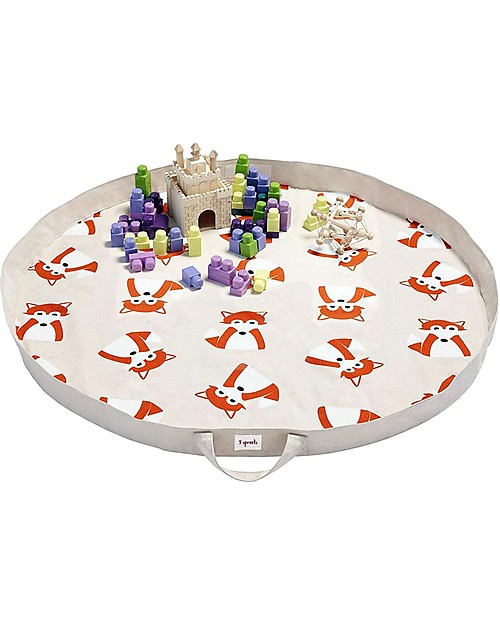 3 Sprouts Tappeto Gioco e Borsa  2-in-1 in Tela di Cotone 100%, Volpe - 112 cm diametro Tappeti Gioco