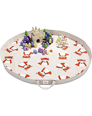 3 Sprouts Tappeto Gioco e Borsa 2-in-1 in Tela di Cotone 100%, Volpe - 112 cm diametro Tappeti Gioco
