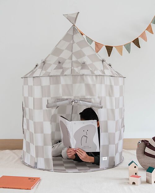 3 Sprouts Tenda da Gioco - Scacchi - Beige - 100% Poliestere Riciclato Tende Gioco
