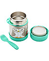 3 Sprouts Thermos Porta Cibo in Acciaio Inossidabile con Cucchiaio-Forchetta, 350 ml -  Gufo Verde Contenitori Termici