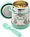 3 Sprouts Thermos Porta Cibo in Acciaio Inossidabile con Cucchiaio-Forchetta, 350 ml -  Gufo Verde Contenitori Termici