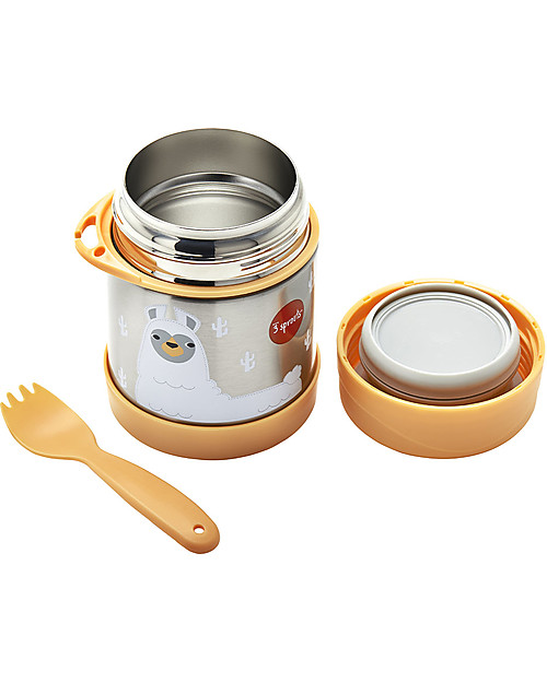 3 Sprouts Thermos Porta Cibo in Acciaio Inossidabile con Cucchiaio-Forchetta, 350 ml -  Lama Pesca Contenitori Termici