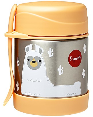 3 Sprouts Thermos Porta Cibo in Acciaio Inossidabile con Cucchiaio-Forchetta, 350 ml - Lama Pesca Porta Merenda