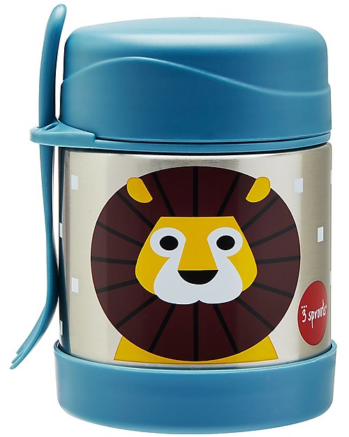 3 Sprouts Thermos Porta Cibo in Acciaio Inossidabile con Cucchiaio-Forchetta, 350 ml -  Leone Blu Contenitori Termici
