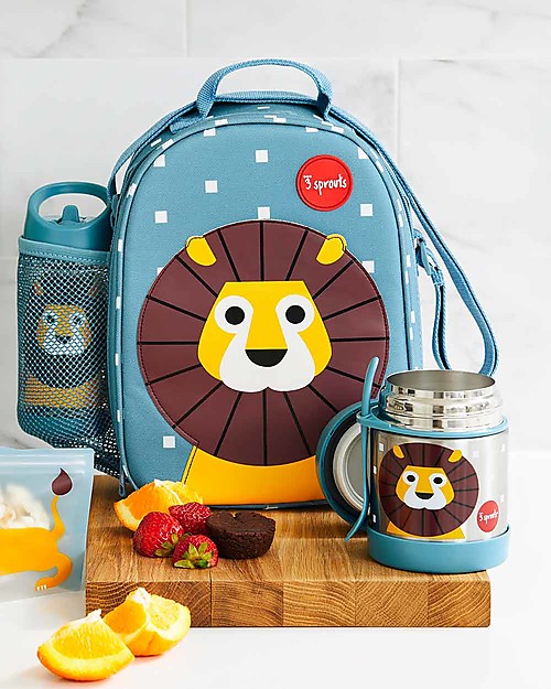 3 Sprouts Thermos Porta Cibo in Acciaio Inossidabile con Cucchiaio-Forchetta, 350 ml -  Leone Blu Contenitori Termici